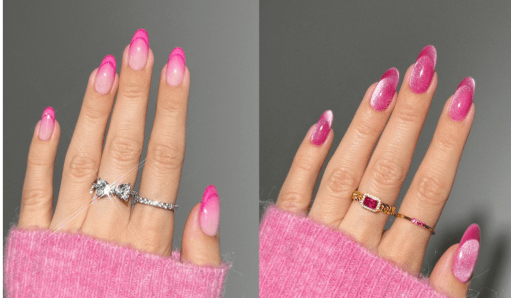 Barbiecore aura nails