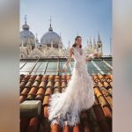 Woman wearing Italian wedding dress