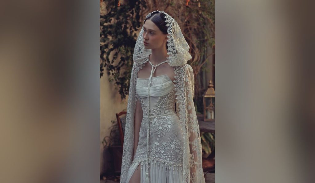 Woman wearing vintage Italian dress